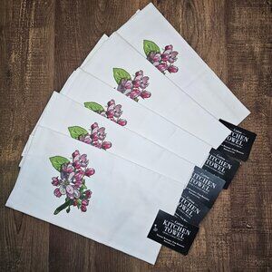NWT!! 5 PCs Lantern Press 100% Cotton Kitchen Towels Apple Blossom